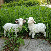 户外庭院花园别墅白色情侣羊落地摆件园林草坪仿真动物模型装饰品
