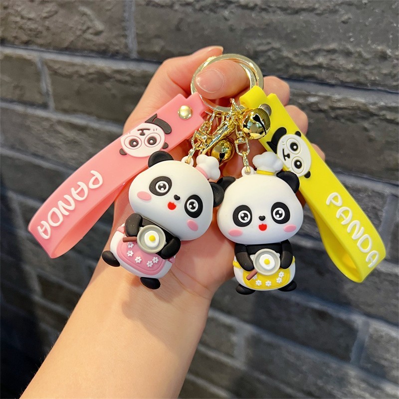 Creative Genuine Bear Mei Mei Keychain Cute Panda Cola Panda Chef Panda Key Chain Men's and Women's Handbags Pendant