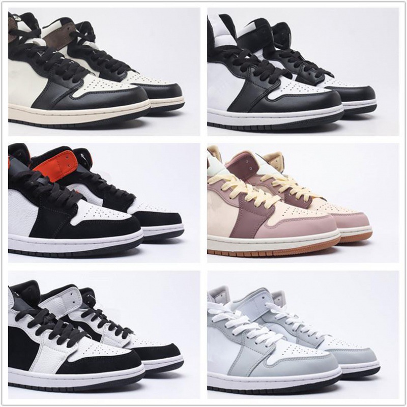 真标aj1高帮莆田鞋纯原头层黑摩卡深棕倒钩熊猫情侣篮球运动球鞋