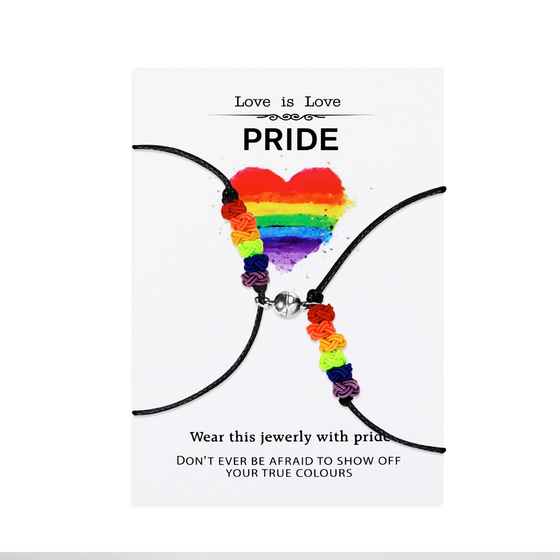 亚马逊友谊彩虹五彩手链男女情侣同性恋手链手工编织手绳同志手链