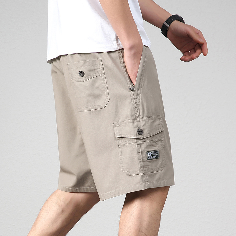 Summer Shorts Men's Cotton Fifth Pants Loose Casual Middle-Aged and Elderly Workwear plus Size Straight Middle-Length Pants