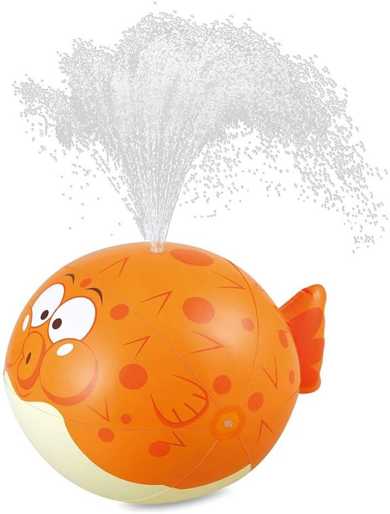 定做pvc充气河豚鱼喷水球 充气喷水小丑鱼 儿童喷水玩具 戏水玩具