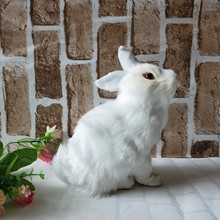 【仿真】大卧兔大蹲兔小兔不同形态兔皮毛生日礼物 工艺礼品饰品