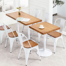 网红网红餐椅美式LOFT实木咖啡厅餐桌椅组合西餐厅椅子白色甜品店