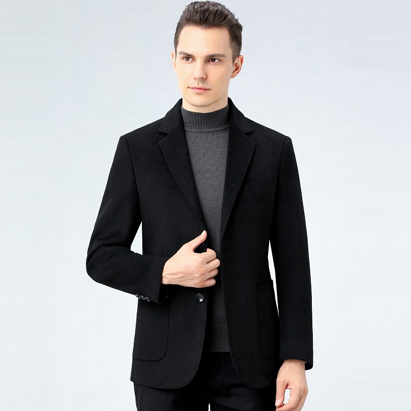 正品牌秋冬新款男士双面羊绒西装男毛呢外套高端羊毛商务休闲西服