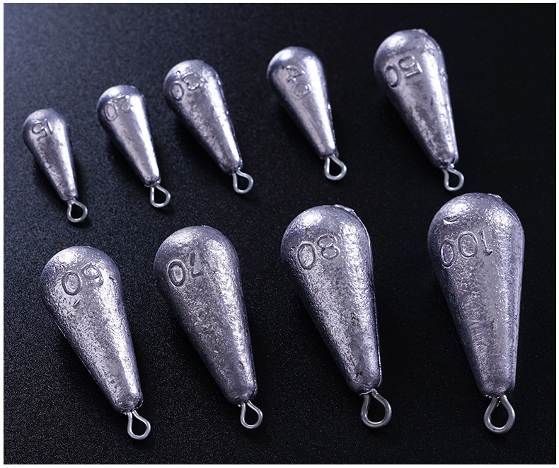 水滴铅坠水滴型 带环海竿通心坠 抛竿铅坠路亚钓鱼铅坠