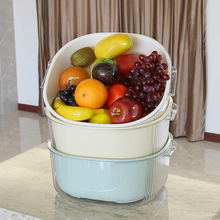 塑料沥水篮双层大容量透明果蔬篮多功能厨房洗菜篮家用水果沥水筐