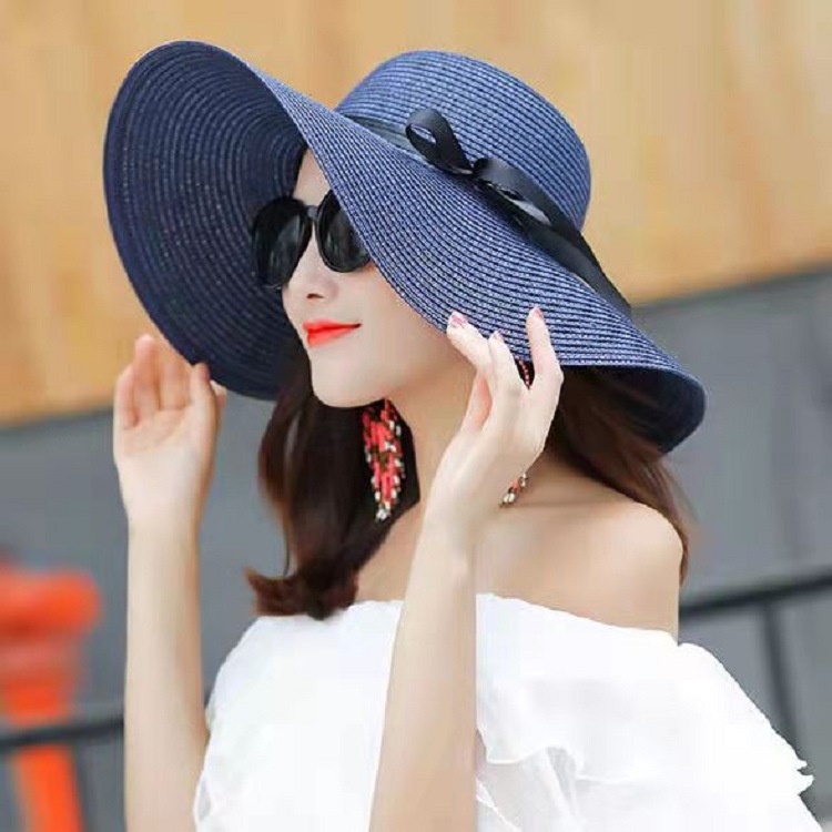 Vacation Hat Seaside Big Brim Road Flying Straw Hat Female Summer Beach Hat All-Matching Foldable Sun Hat Worker