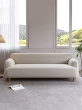 意式羊羔绒科技布艺沙发现代简约客厅直排沙发大小户型奶油风沙发