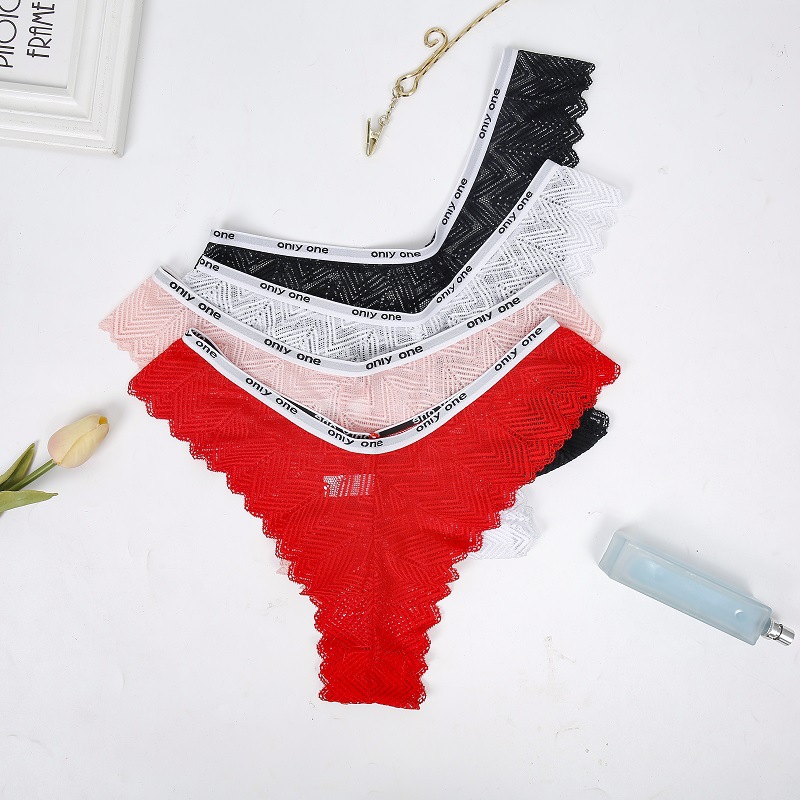 Foreign Trade Original Order T-Back Women's Lace Low Waist Sexy Bikini Briefs High Elastic T-Shaped Panties Girl Underwear