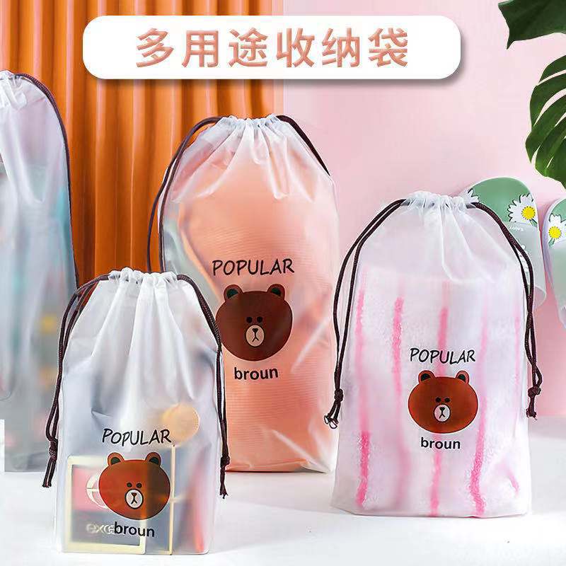 Pe Frosted Face Cloth Plastic Bag Transparent Towel Drawstring Drawstring Pocket Spot Underwear Storage Socks