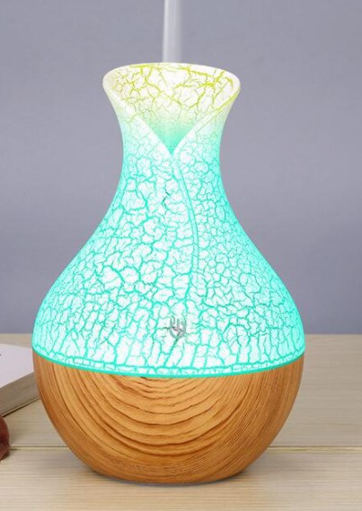 Colorful Light Wood Grain Crack Ultrasonic Vase Aromatherapy Machine Hollow Desktop Lamp Atomizer Humidifier