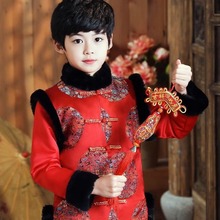 唐装男童宝宝套装加厚中国风两件套拜年过年喜庆新款儿童冬季汉服