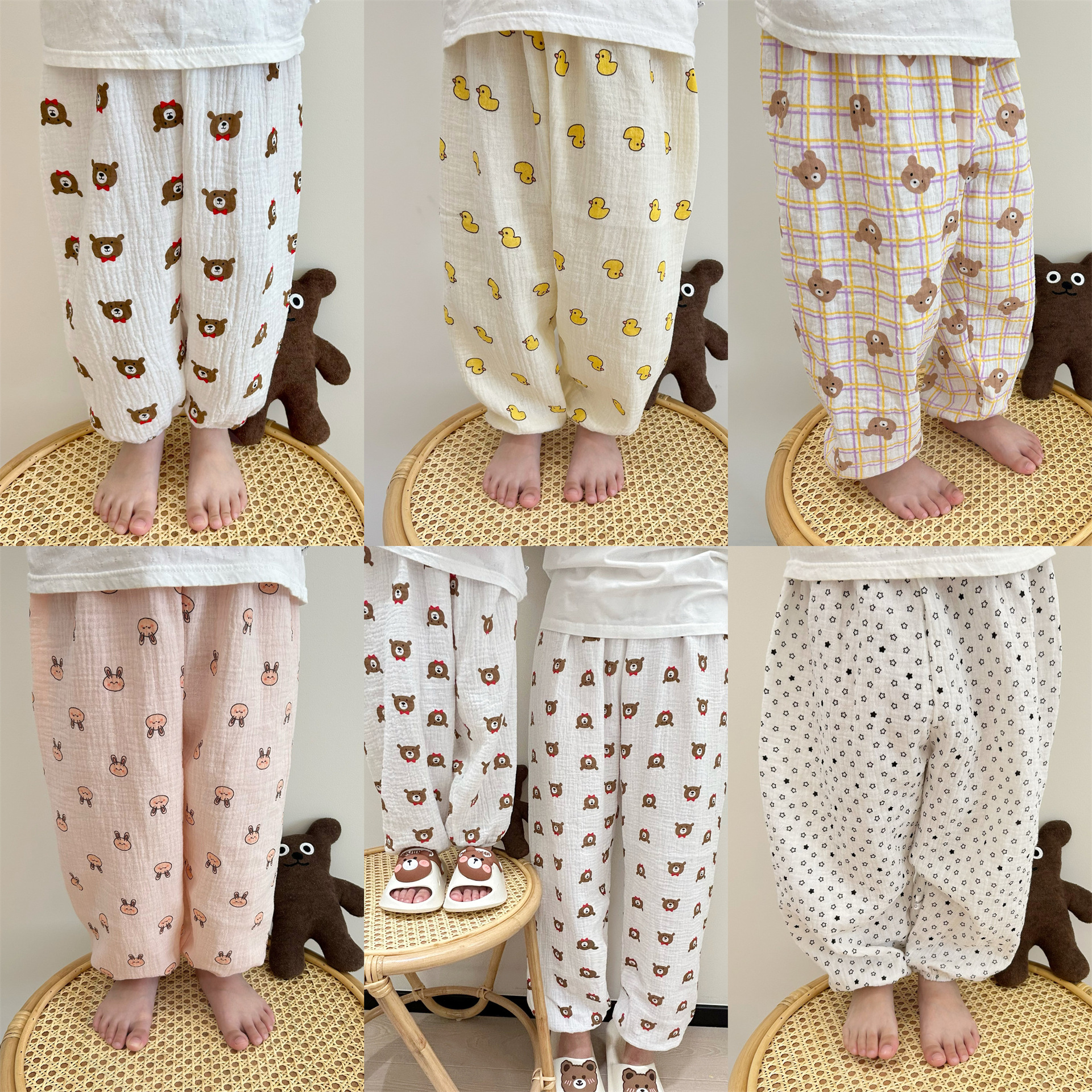 Spring Ins Style Kindergarten Pants Children's Cotton Gauze Korean Style Anti Mosquito Pants Baby Boy and Baby Girl Parent-Child Home Pants