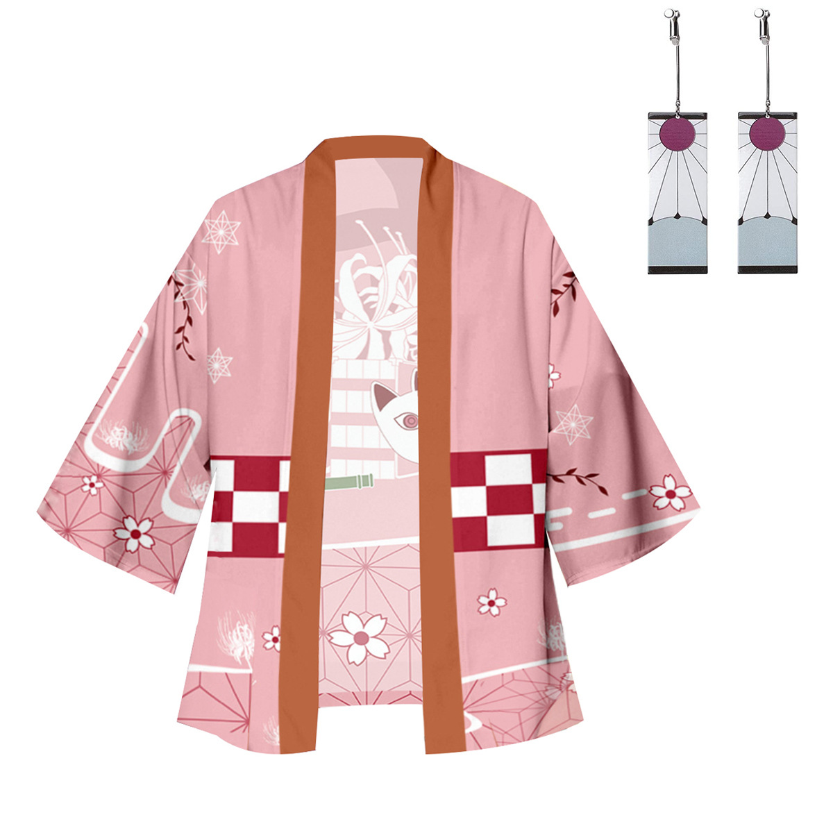 2021新品热销潮流 日漫鬼灭之刃动漫周边 3d印花 耳夹 披风羽织