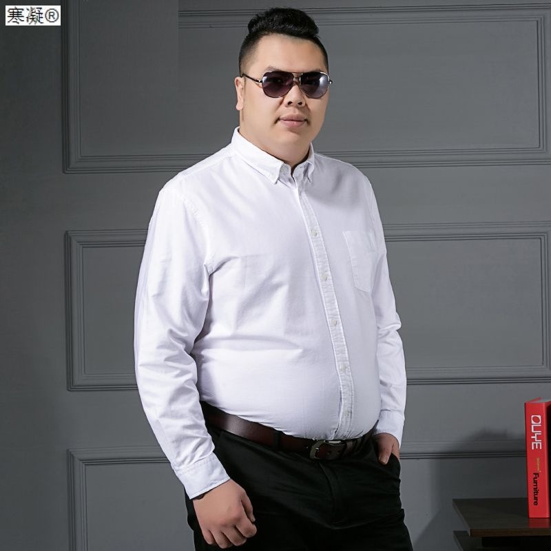 160-300斤大码男装全棉衬衫加肥加大肥佬胖子长袖衬衣商务正装