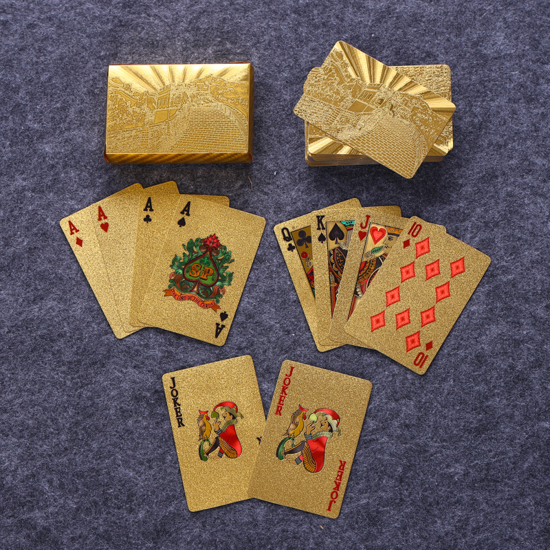 批发金箔美元扑克牌塑料金箔扑克牌银箔扑克牌金色土豪金扑克牌