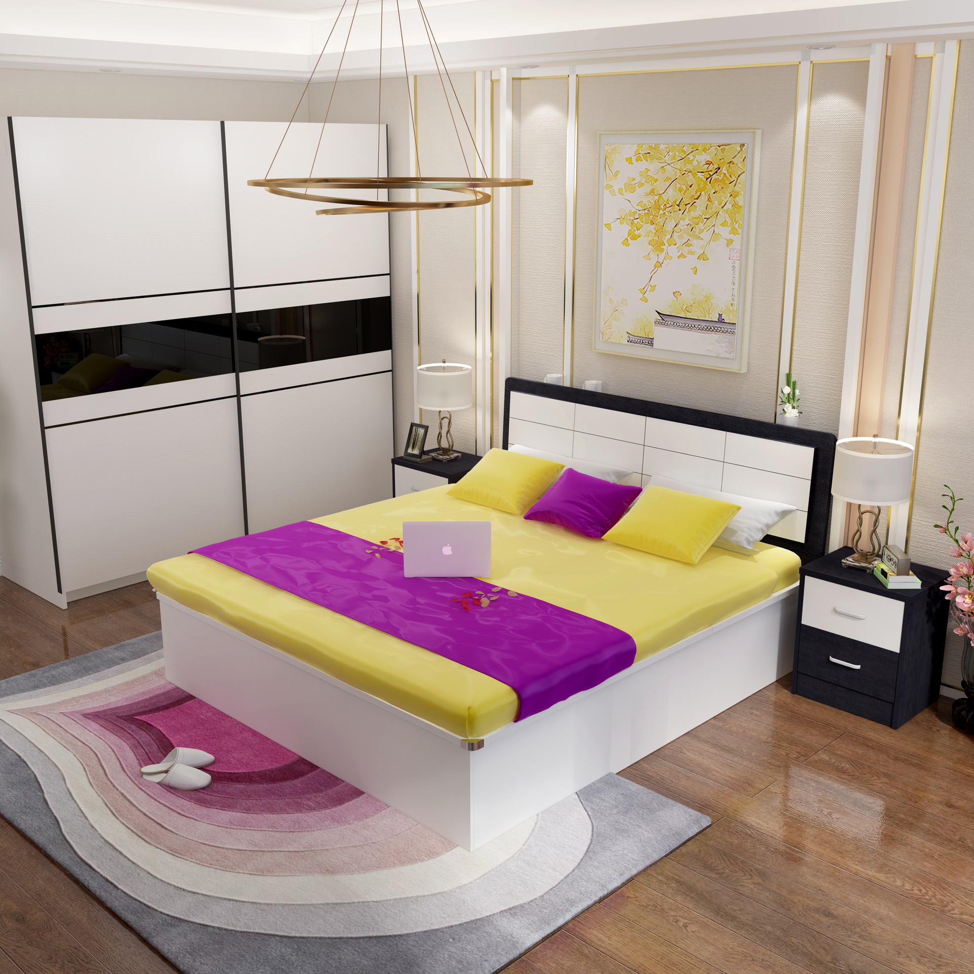 双人床板式床现代简约气动收纳床高箱储物床1.8/5m定做箱式床包邮