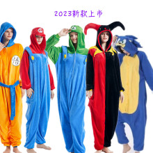 秋冬款法兰绒如厕版动物卡通连体睡衣新款小丑演出保暖家居服混批