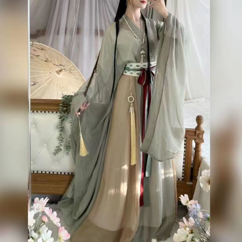 【初识】正品原创汉服女魏晋风南北朝大袖一片式八破儒裙交领齐腰