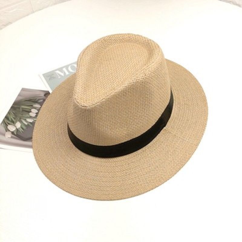 Papyrus Big Flat Brim Top Hat Summer Sun Protection Sun Hat Panama Straw Hat Men Outdoor Sun Hat