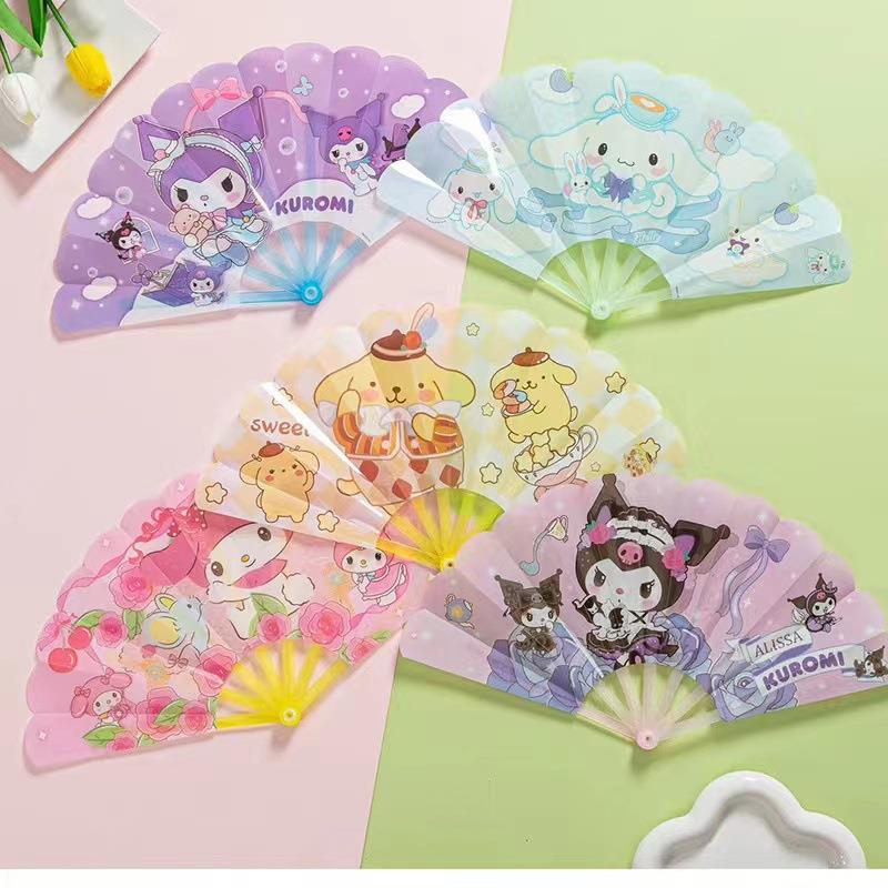 sanrio family folding fan clow m melody pom pom purin strawberry bear seven folding fan carry-on summer fan