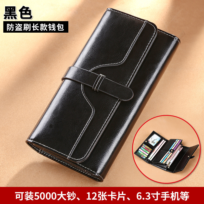 Genuine Leather Clutch Bag Women's Long Wallet Multiple Card Slots Multifunctional Mobile Phone Bag Large Capacity Versatile Wallet Card Holder Handbag