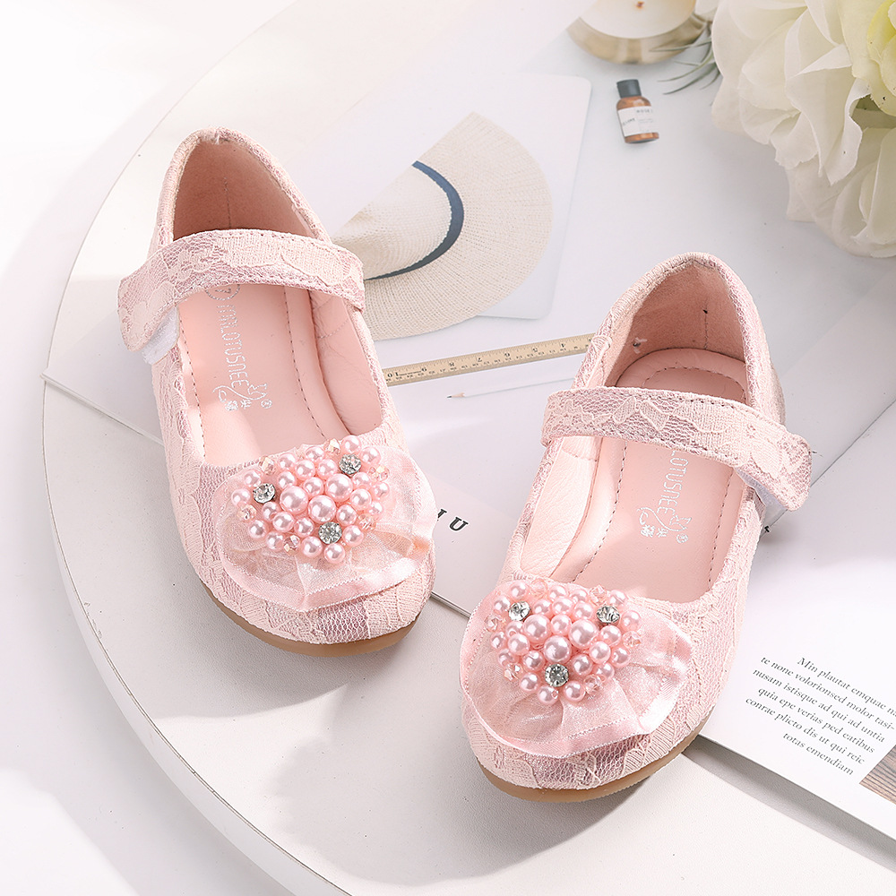 新款蕾丝公主鞋女童礼服鞋花朵舒适单鞋婚礼花童鞋princess shoes
