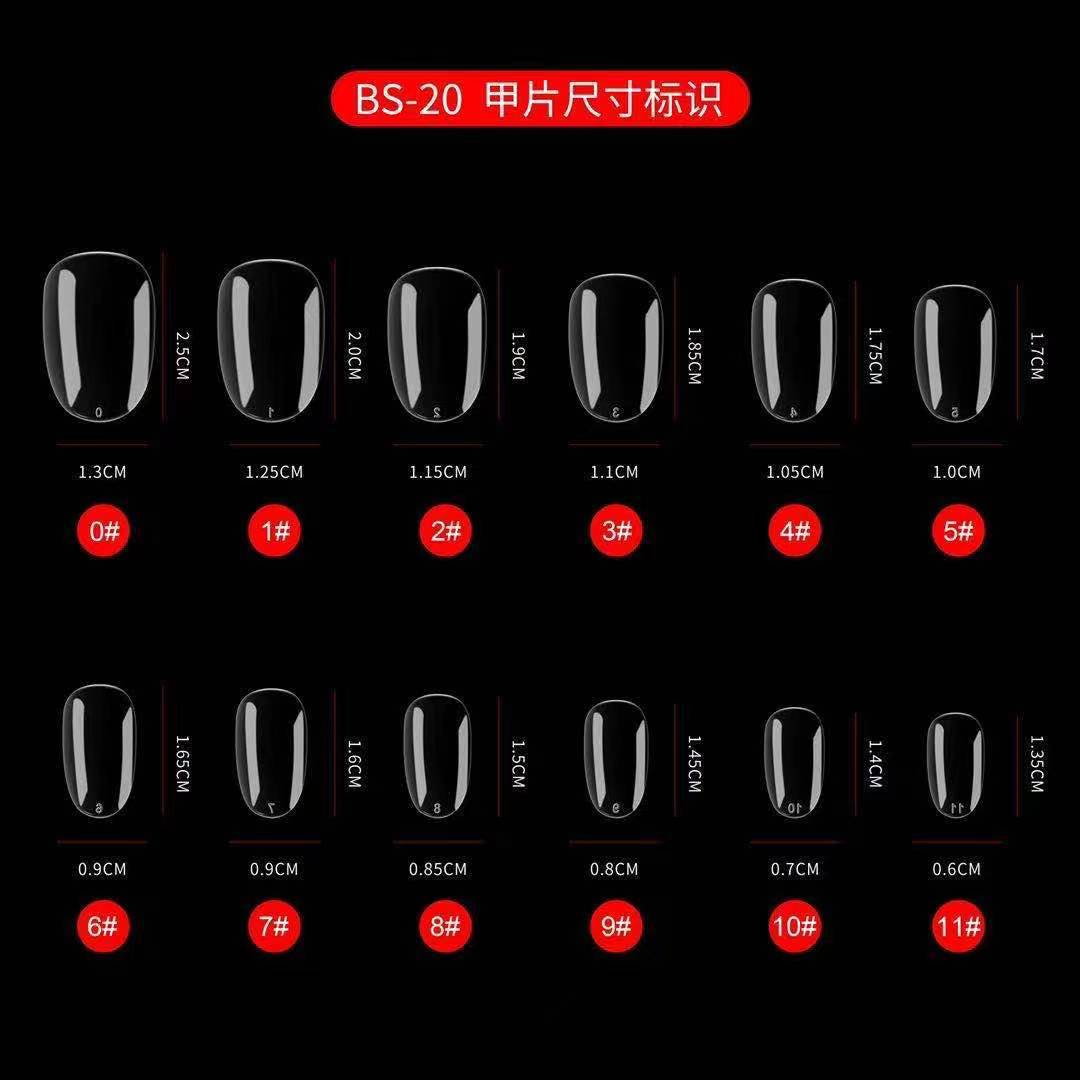 穿戴甲专用美甲甲片亚克力无痕短梯t形全半贴两用假指甲贴片bs06