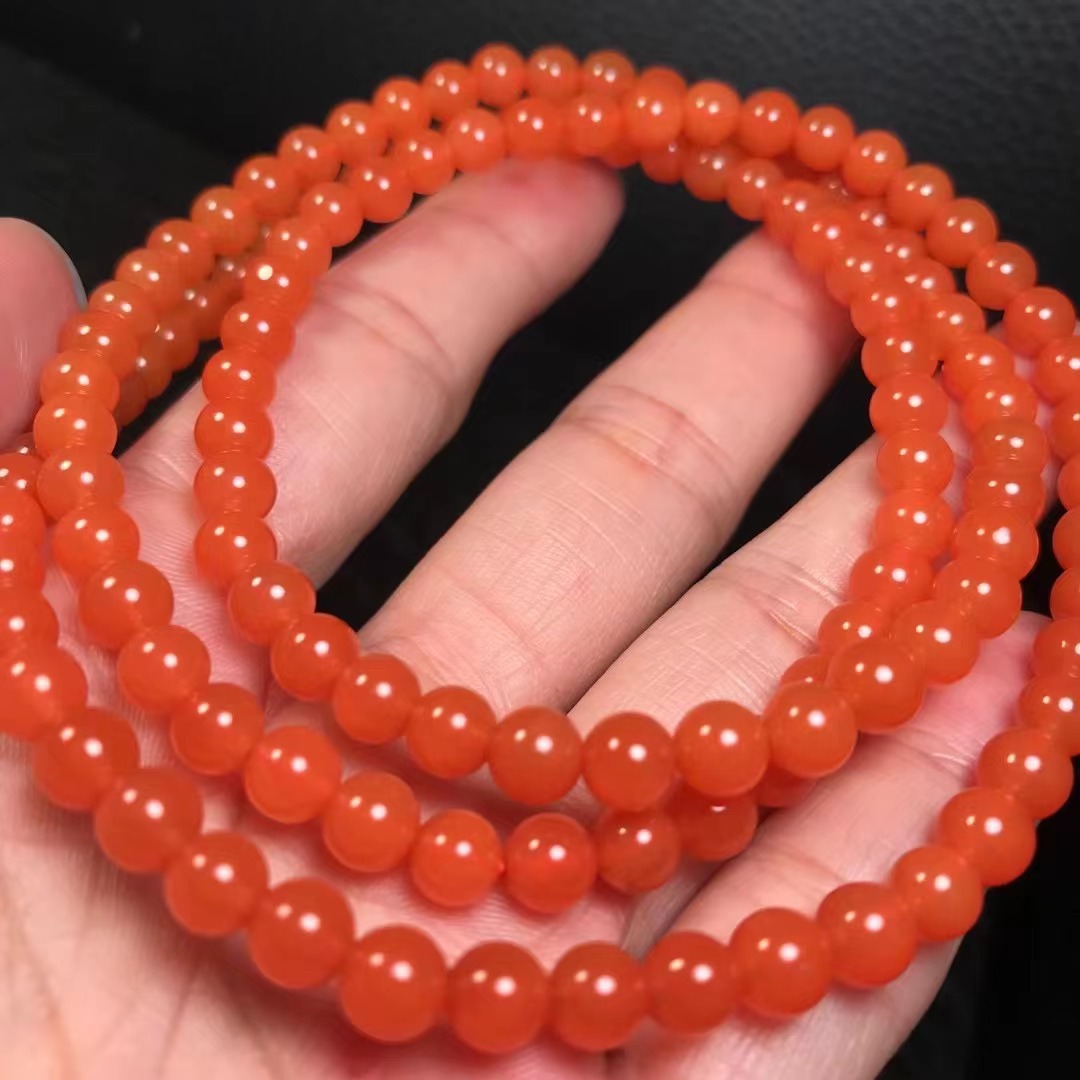 天然南红樱桃红多圈手链 肉质饱满细腻 时尚文玩手串 支持复捡-阿里巴
