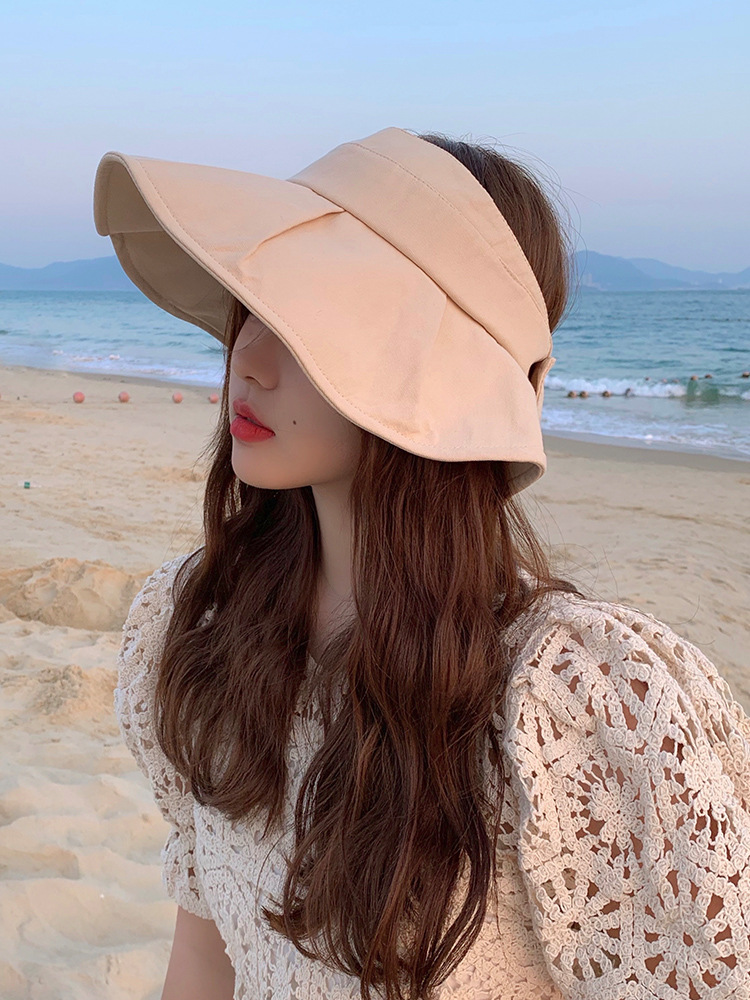 艾佳微uv空顶防晒帽女防紫外线遮脸太阳帽子女夏大沿蝴蝶结遮阳帽