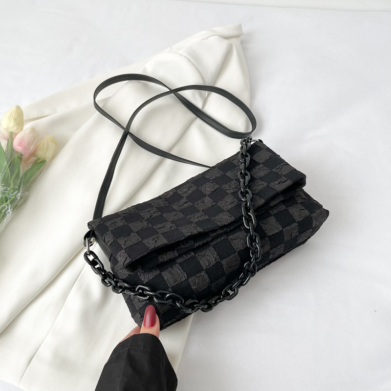 2022 Summer New Chain Bag Trendy Fashion Crossbody Mobile Phone Bag Fashionable Plaid Women's Portable Shoulder Bag