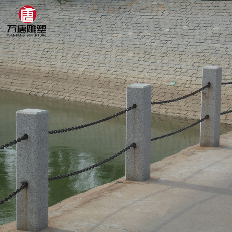 石头铁链栏杆汉白玉青石大理石流水石柱护栏河道公园链条围栏石雕