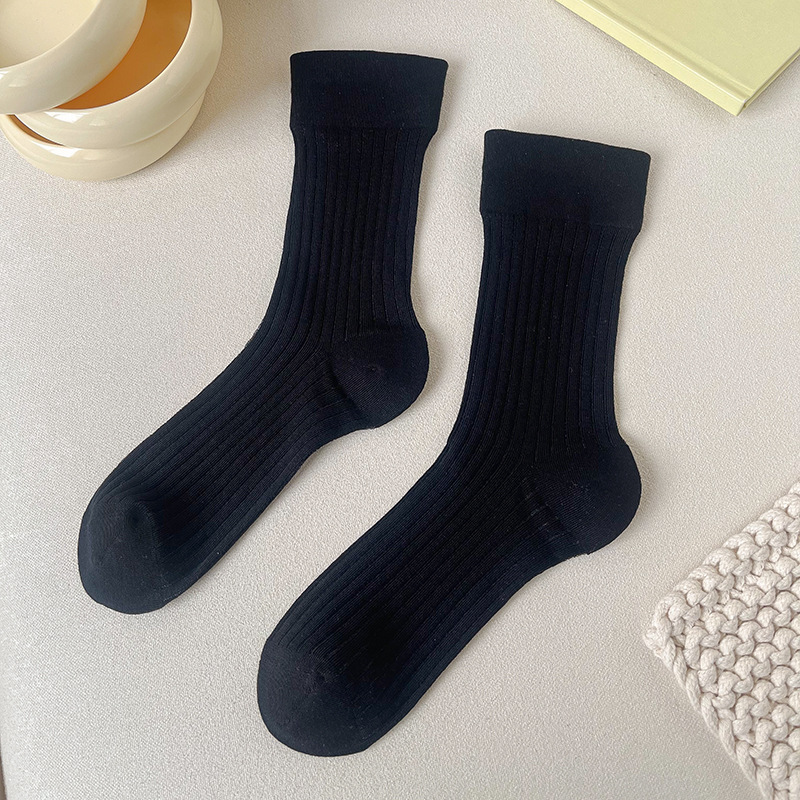 Spring and Autumn Bunching Socks Anti-Pilling Cotton Yarn Socks for Women Sweat-Absorbent Breathable Mid-Calf Socks 2024 New Boneless Long Stockings