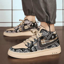 2021年新款aj潮流腰果花运动板鞋男生韩版潮鞋休闲高帮男鞋批发