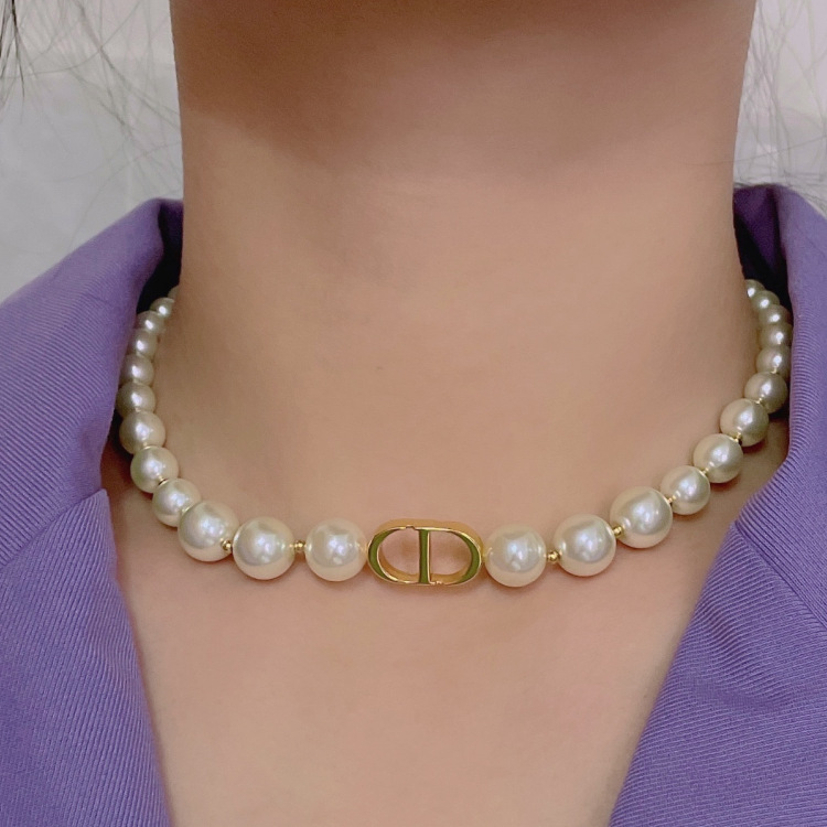 沐雅d家项链cd字母珍珠项链2022新款cd项圈锁骨链cd珍珠项链