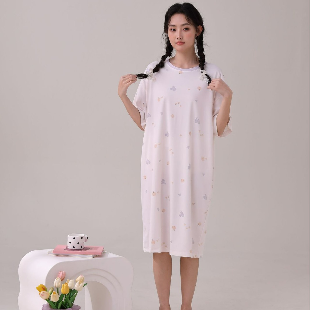 Cute Style Pajamas Women's Summer Nightdress plus-Sized plus Size 100.00kg Plump Girls Can Be Worn outside Cotton Homewear Summer