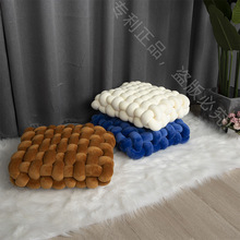 北欧简约纯色 氨纶方形编织椅垫坐垫沙发靠背毛绒靠枕装饰飘窗垫