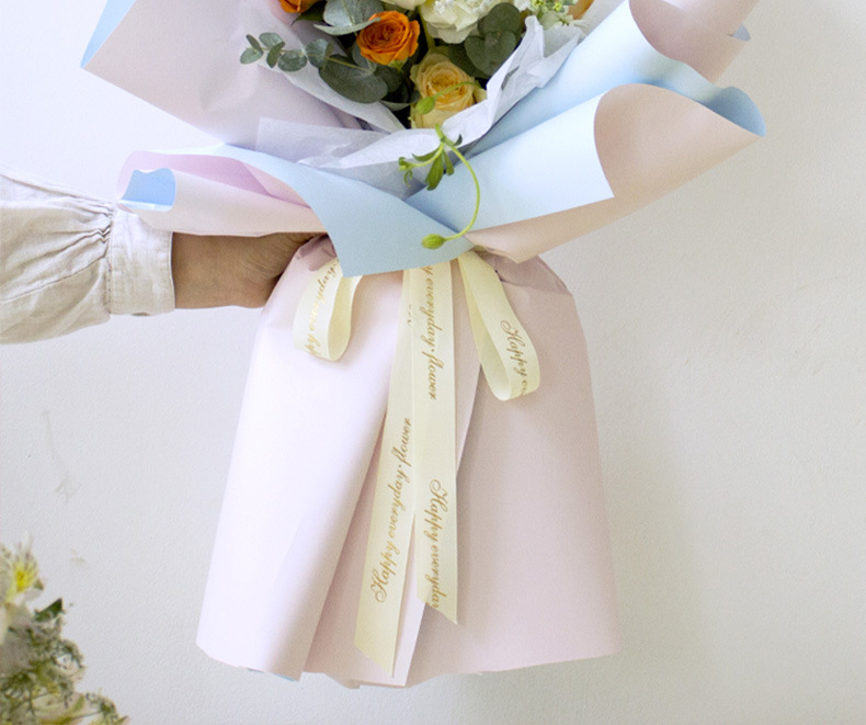 花影特价纸质欧雅纸鲜花包材双色双面材料玫瑰花束包装花艺资材花