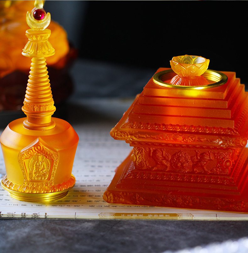 装藏琉璃舍利塔菩提塔居家佛堂寺庙摆放藏传供佛供具工艺用品摆件