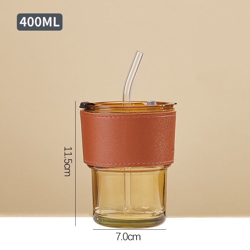 Good-looking Bamboo Joint Cup Heat-Resistance Glass Straw Cup Office Coffee Cup Gift Cup Promotional Cup with Lid