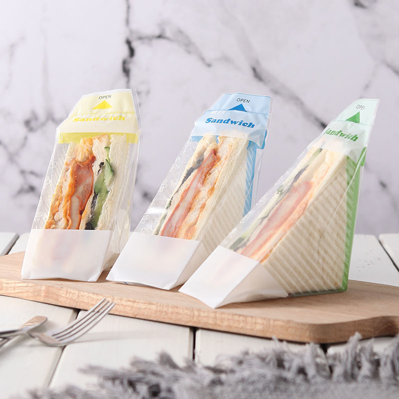 Easy to Tear Sandwich Paper Sandwich Packaging Bag Triangle Cake Plastic Food Baking Bread Bag