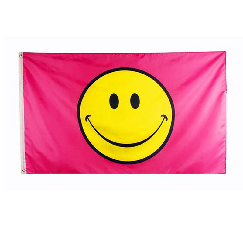 Amazon Foundation Smiley Flag Pink Happy Face Flag Polyester Digital Printing Flag Customization