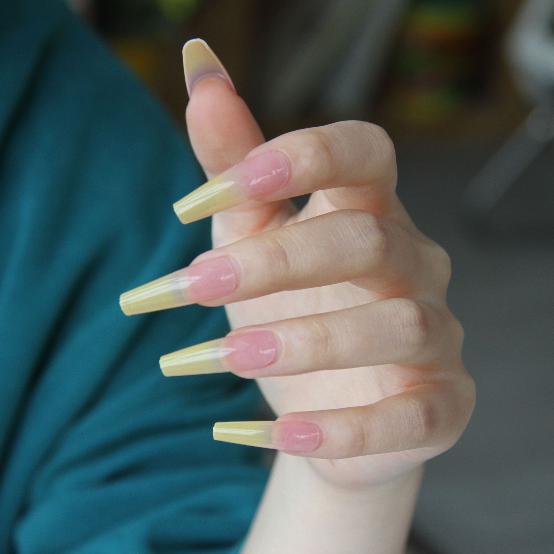 假指甲贴片成品美甲贴片甲片指甲贴美外贸长芭蕾甲渐变指甲片