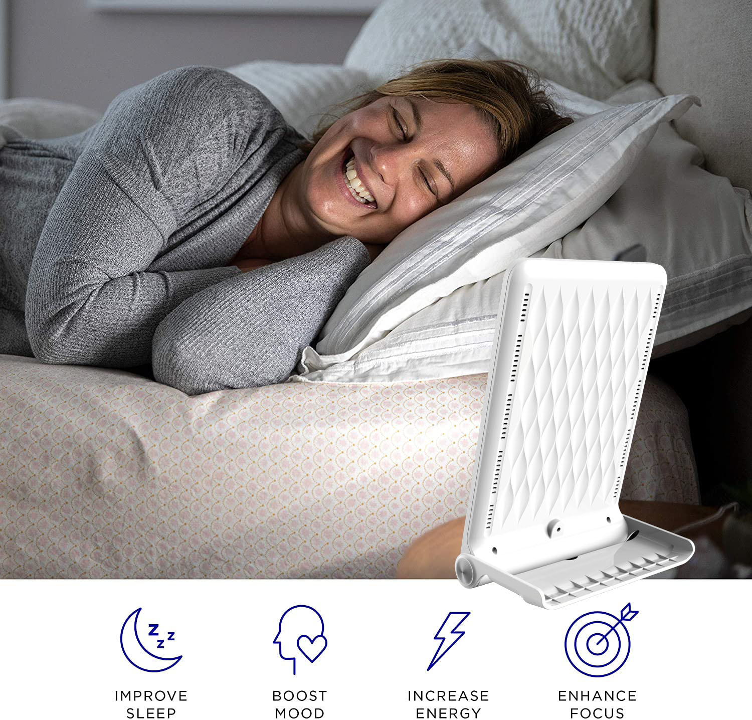 厂家新款sad灯 情感光疗灯智能定时闹钟三色温 缓解情绪sad光疗灯