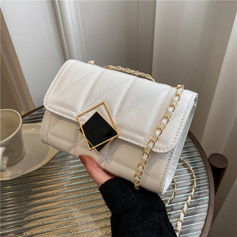 斜挎包高级质感链条小包包女2024新款小众百搭菱格单肩包小方包跨