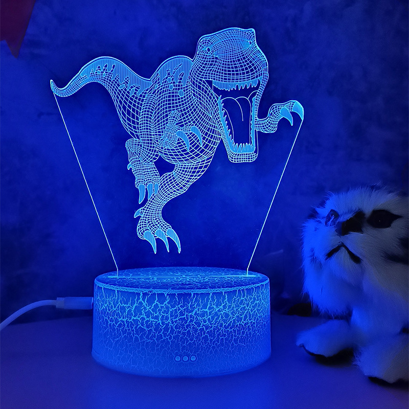 3d恐龙小夜灯创意led亚克力台灯儿童房卡通卧室床头灯跨境新奇特