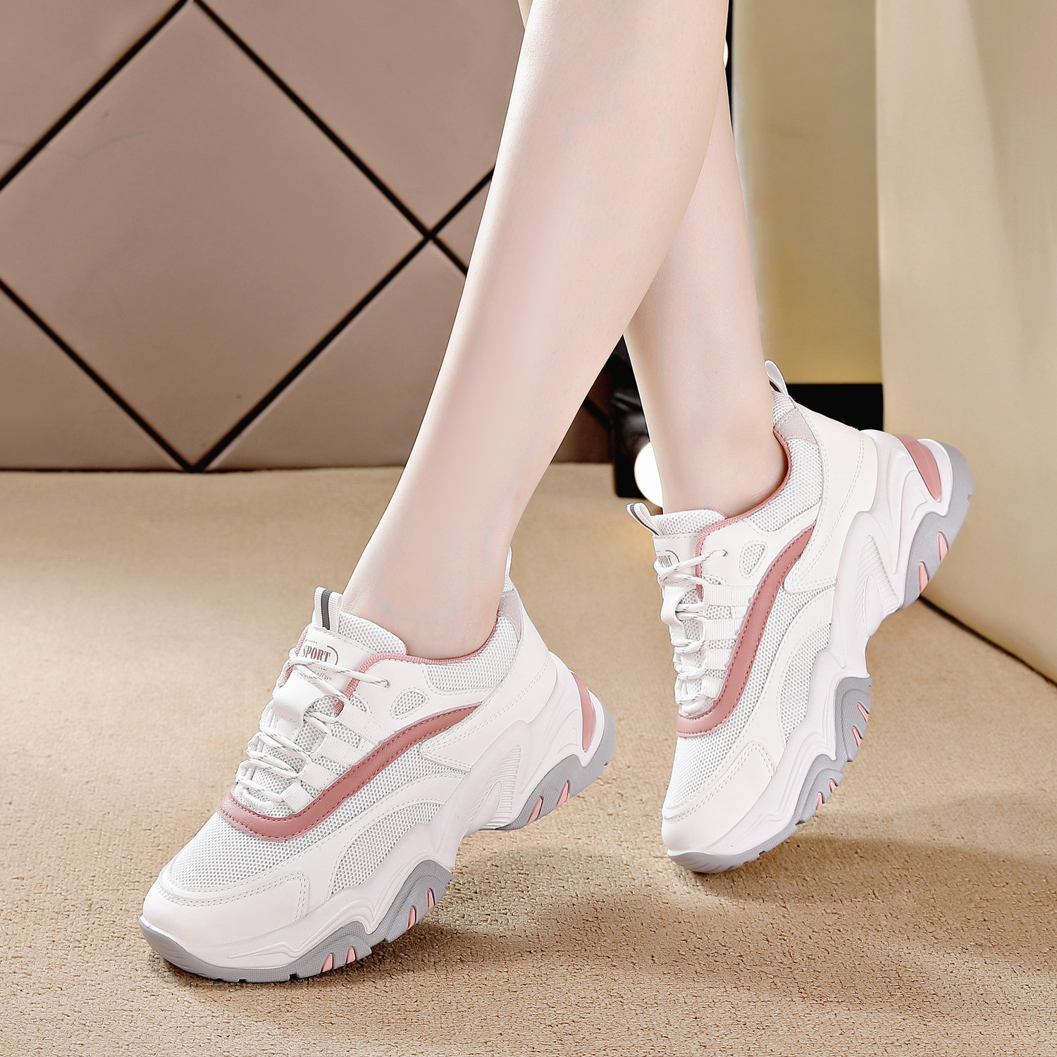 老爹鞋2021春季新款韩版潮款女学生百搭厚底运动鞋休闲运动软底鞋