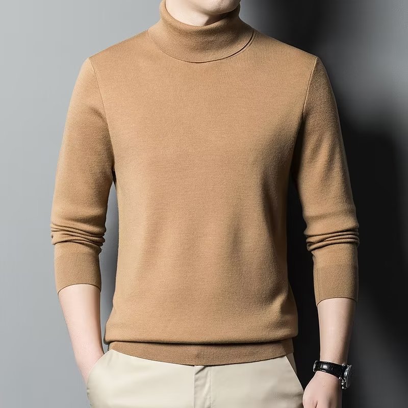 高领毛衫2022男士纯色毛衣男中青年春秋打底衫宽松针织衫冬季跨境