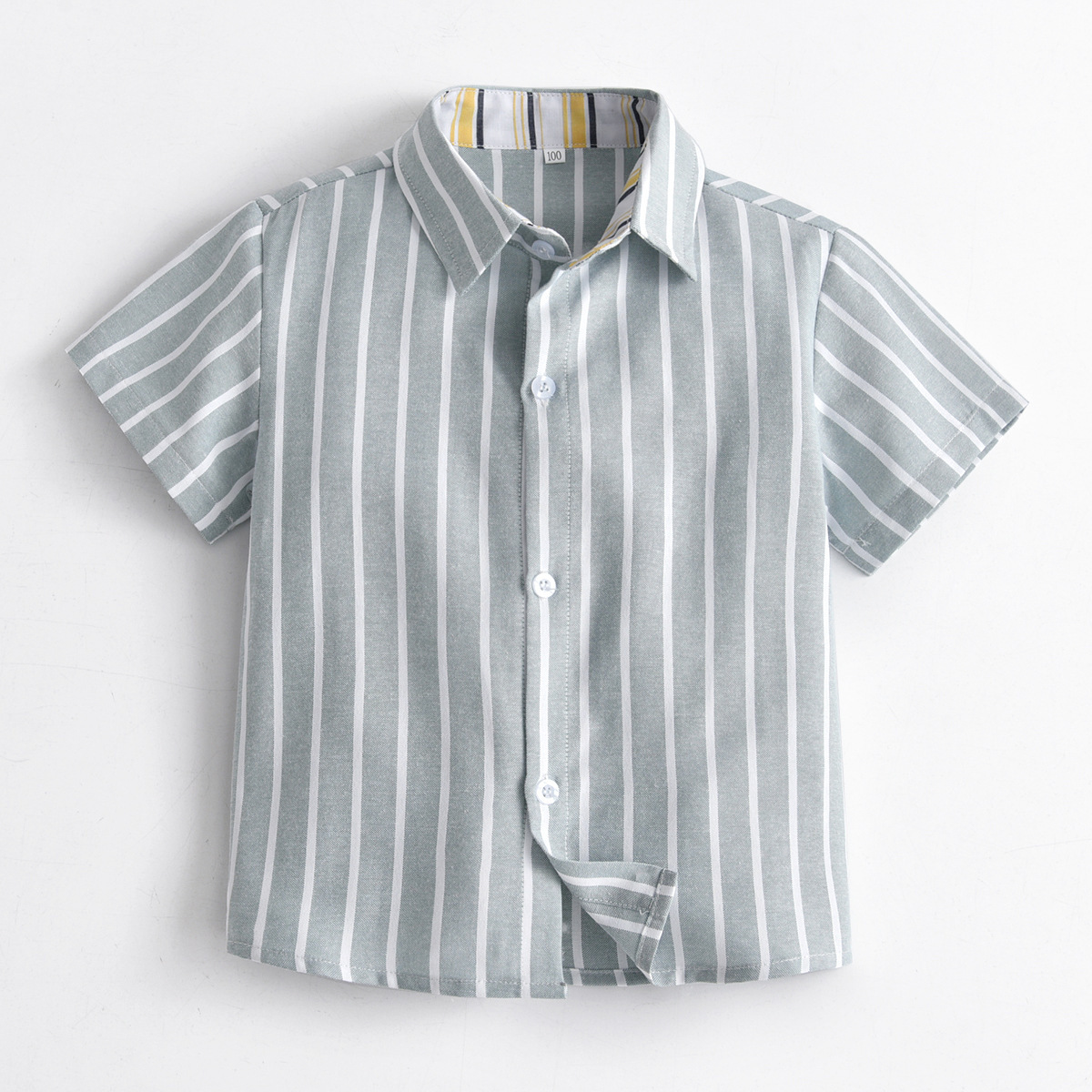 ins欧美新款男童条纹短衬衣中小儿童宝夏季半袖开衫正装上衣礼服